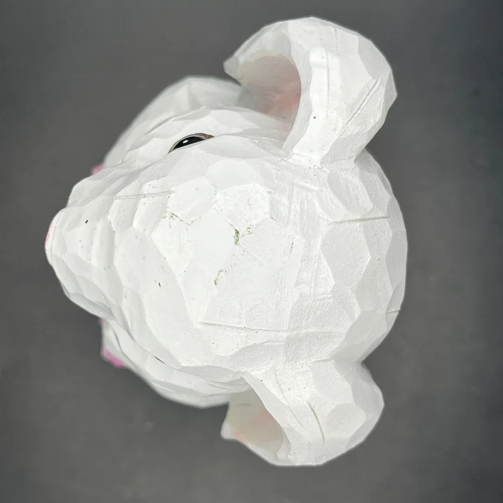 Hello Spring Easter Bunny Figurine White Rabbit Resin‎ Floral Tulip Wreath 8.5